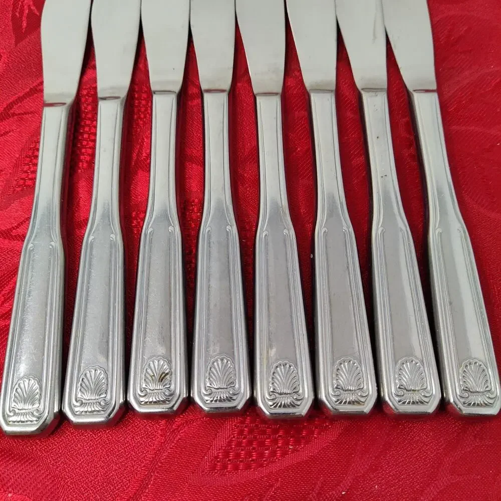 8X BK Colonial Shell Stainless Butter Knives Korea